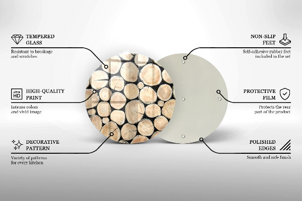 Glas Herdabdeckplatte Baumstämme aus Holz