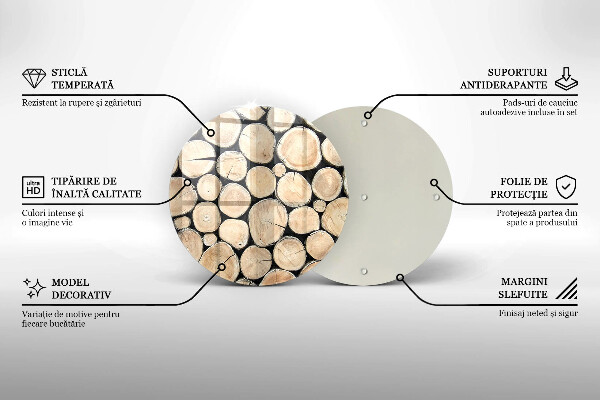 Glas Herdabdeckplatte Baumstämme aus Holz