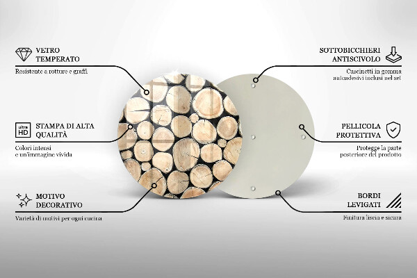 Glas Herdabdeckplatte Baumstämme aus Holz