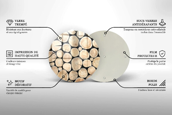 Glas Herdabdeckplatte Baumstämme aus Holz
