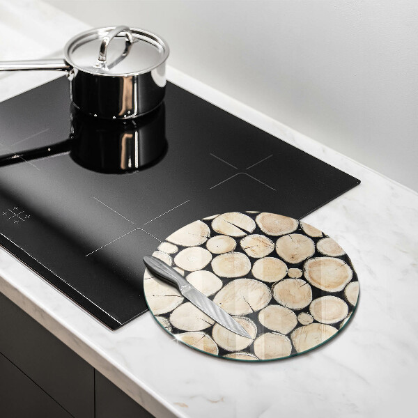 Glas Herdabdeckplatte Baumstämme aus Holz