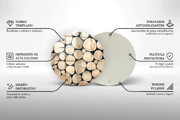 Glas Herdabdeckplatte Baumstämme aus Holz