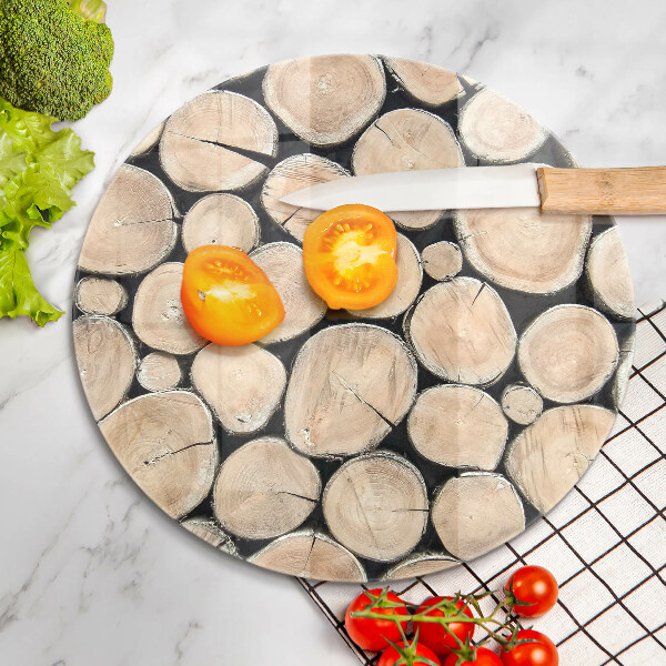 Glas Herdabdeckplatte Baumstämme aus Holz