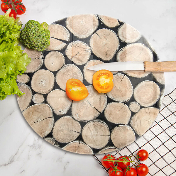 Glas Herdabdeckplatte Baumstämme aus Holz