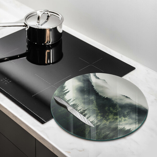 Glas Herdabdeckplatte Wald- und Nebellandschaft
