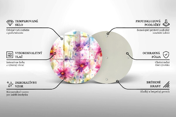 Glas Herdabdeckplatte Bemalte Blumen