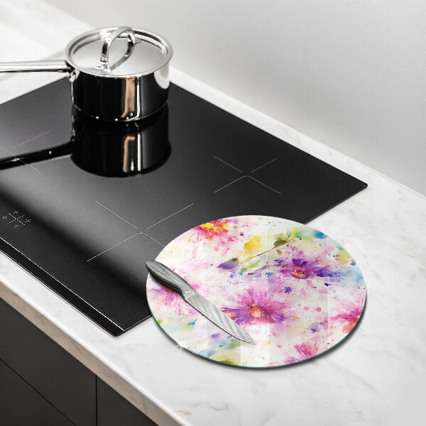 Glas Herdabdeckplatte Bemalte Blumen