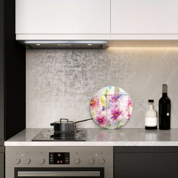 Glas Herdabdeckplatte Bemalte Blumen