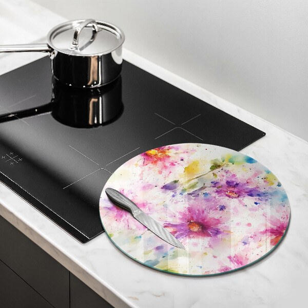 Glas Herdabdeckplatte Bemalte Blumen