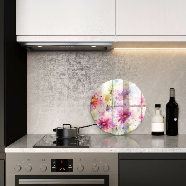 Glas Herdabdeckplatte Bemalte Blumen