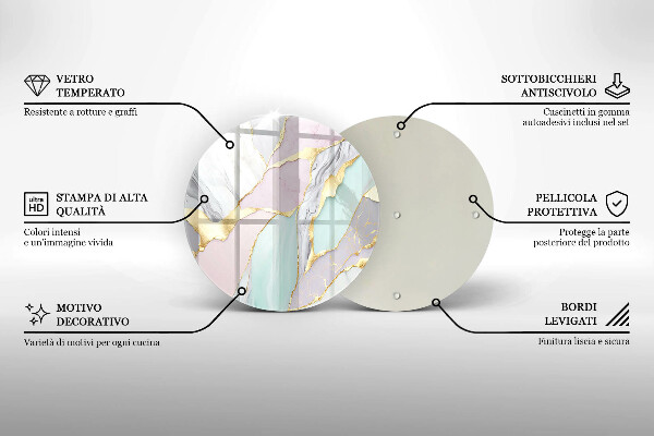 Glas Herdabdeckplatte Pastellmarmor