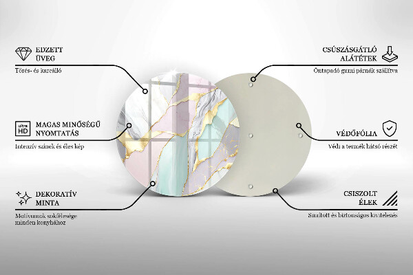 Glas Herdabdeckplatte Pastellmarmor