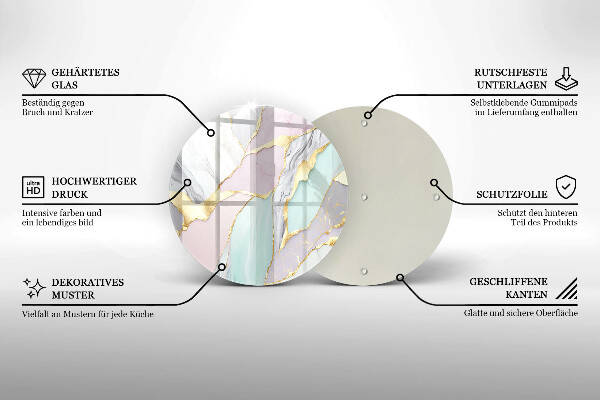 Glas Herdabdeckplatte Pastellmarmor