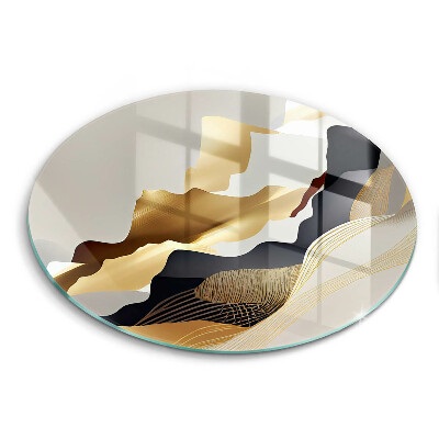 Glas Herdabdeckplatte Abstrakte goldene Berge