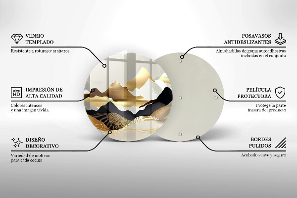 Glas Herdabdeckplatte Abstrakte goldene Berge