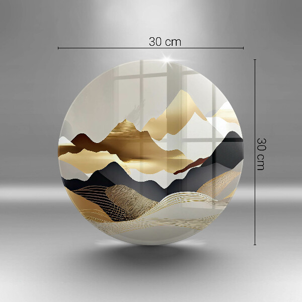 Glas Herdabdeckplatte Abstrakte goldene Berge