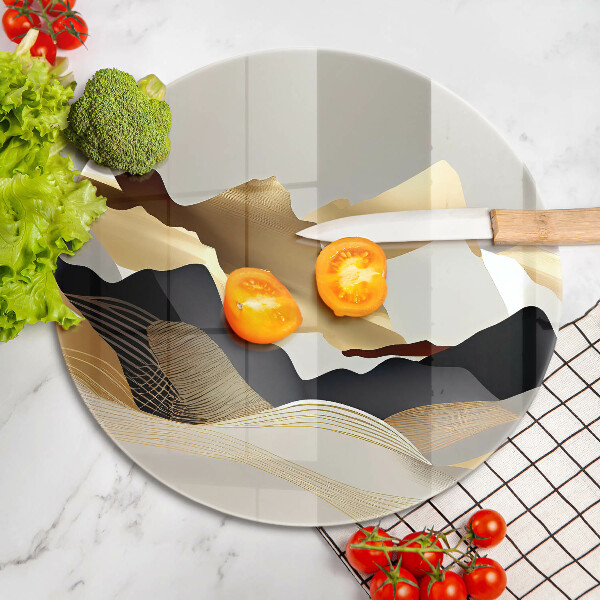 Glas Herdabdeckplatte Abstrakte goldene Berge