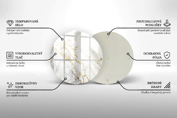 Glas Herdabdeckplatte Heller Marmor mit Gold