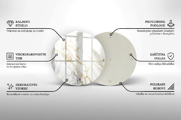 Glas Herdabdeckplatte Heller Marmor mit Gold