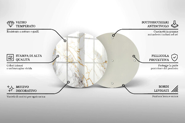 Glas Herdabdeckplatte Heller Marmor mit Gold