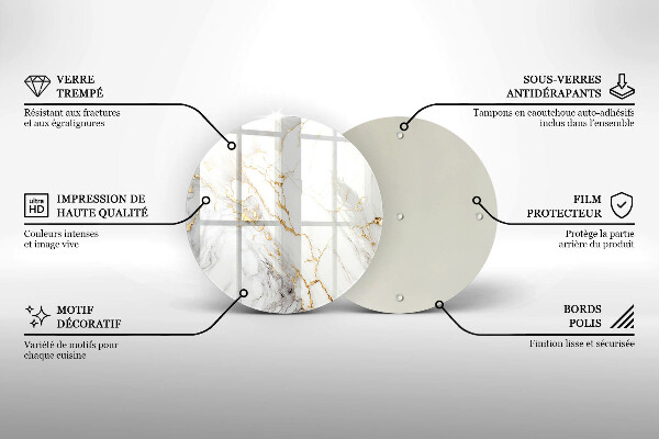 Glas Herdabdeckplatte Heller Marmor mit Gold