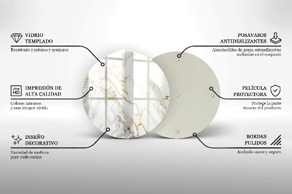 Glas Herdabdeckplatte Heller Marmor mit Gold