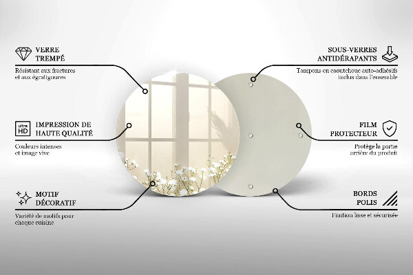 Glas Herdabdeckplatte Gips-Boho-Blumen