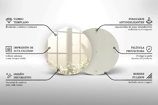 Glas Herdabdeckplatte Gips-Boho-Blumen