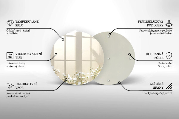 Glas Herdabdeckplatte Gips-Boho-Blumen