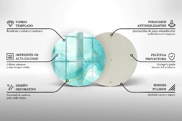 Glas Herdabdeckplatte Blaue und goldene Abstraktion