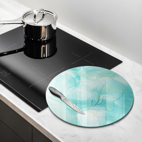 Glas Herdabdeckplatte Blaue und goldene Abstraktion