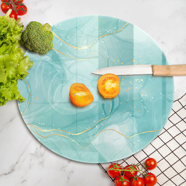 Glas Herdabdeckplatte Blaue und goldene Abstraktion