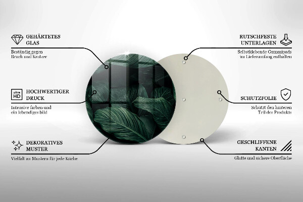 Glas Ceranfeldabdeckung Spritzschutz Dunkle Blätter