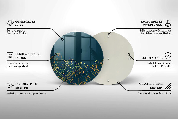 Glas Ceranfeldabdeckung Spritzschutz Abstrakte Berge