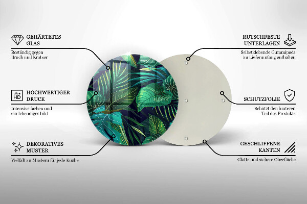 Glas Ceranfeldabdeckung Spritzschutz Illustration der Dschungelblätter
