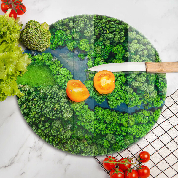 Glas Ceranfeldabdeckung Spritzschutz Wald und Fluss aus der Vogelperspektive