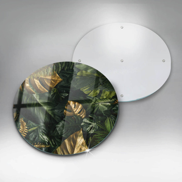 Glas Ceranfeldabdeckung Spritzschutz Goldene Monstera-Blätter