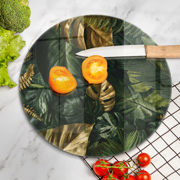 Glas Ceranfeldabdeckung Spritzschutz Goldene Monstera-Blätter