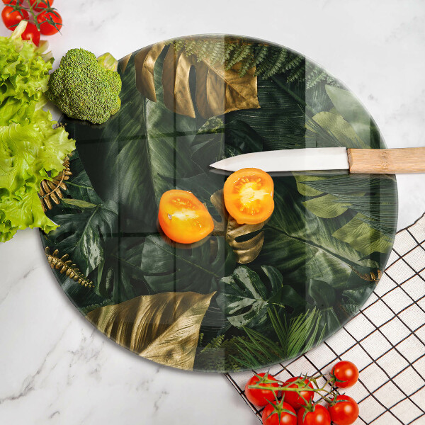 Glas Ceranfeldabdeckung Spritzschutz Goldene Monstera-Blätter
