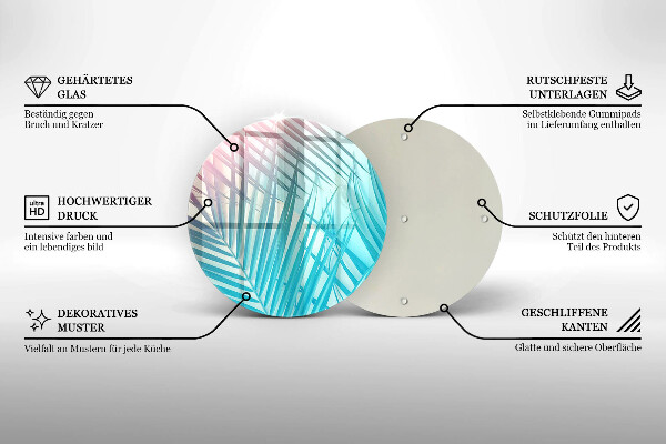 Glas Ceranfeldabdeckung Spritzschutz Pastellblätter