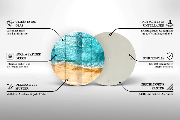 Glas Ceranfeldabdeckung Spritzschutz Strandufer und Meer