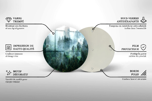 Glas Ceranfeldabdeckung Spritzschutz Wald im Nebel