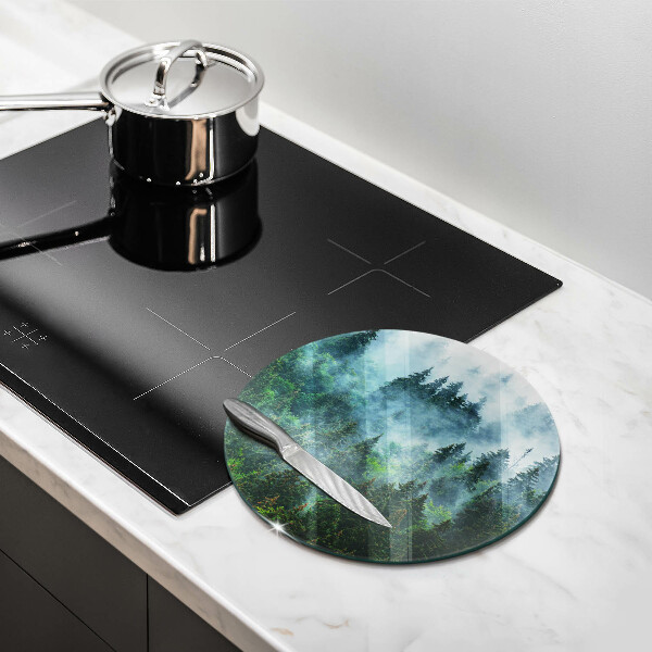 Glas Ceranfeldabdeckung Spritzschutz Wald im Nebel