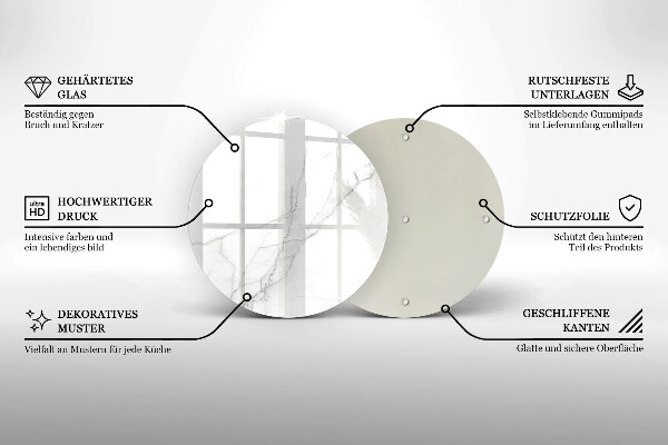Glas Ceranfeldabdeckung Spritzschutz Zarter weißer Marmor