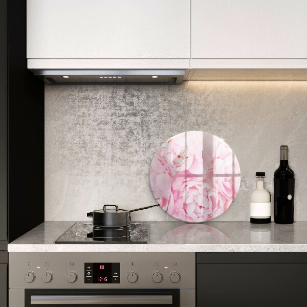 Glas Ceranfeldabdeckung Spritzschutz Zarte Pfingstrosen