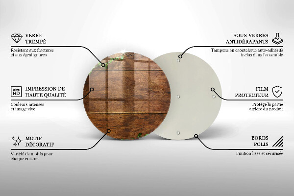 Glas Ceranfeldabdeckung Holzbretter und Blätter