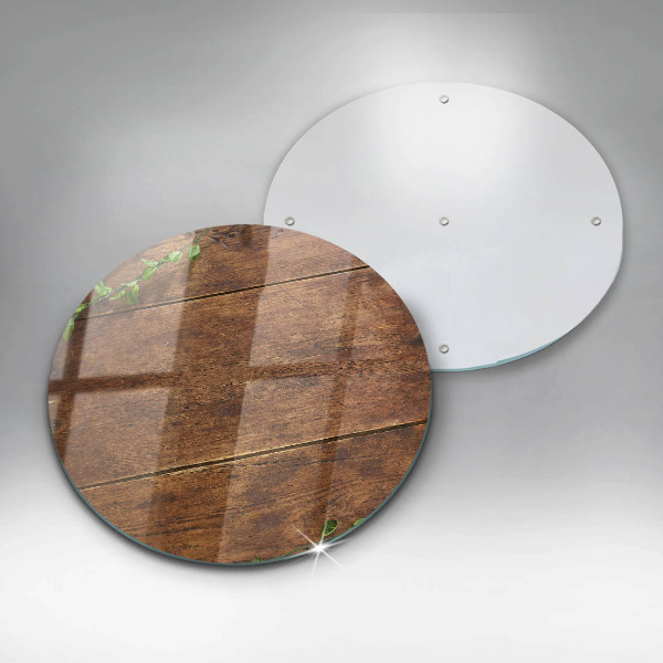 Glas Ceranfeldabdeckung Holzbretter und Blätter