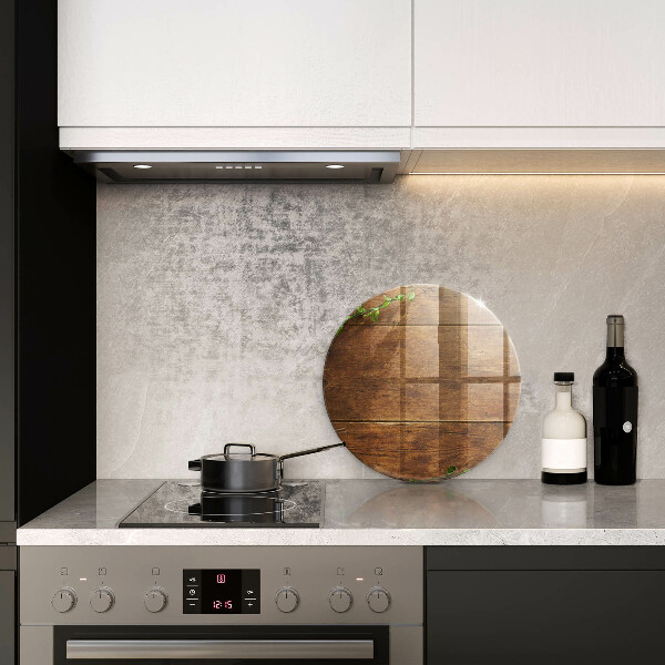 Glas Ceranfeldabdeckung Holzbretter und Blätter