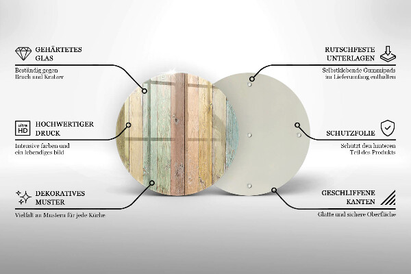 Glas Ceranfeldabdeckung Bunte Vintage-Bretter