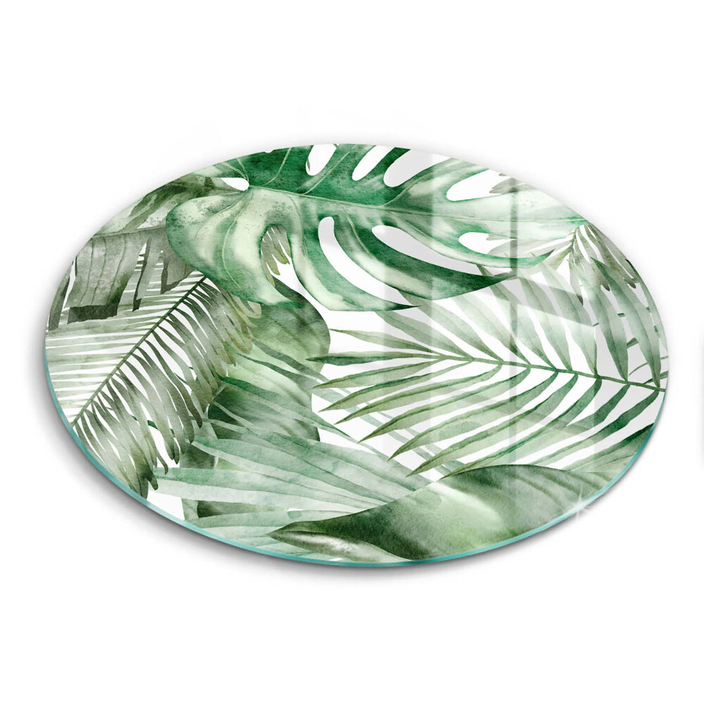 Glas Herdabdeckplatte Bemalte Blätter